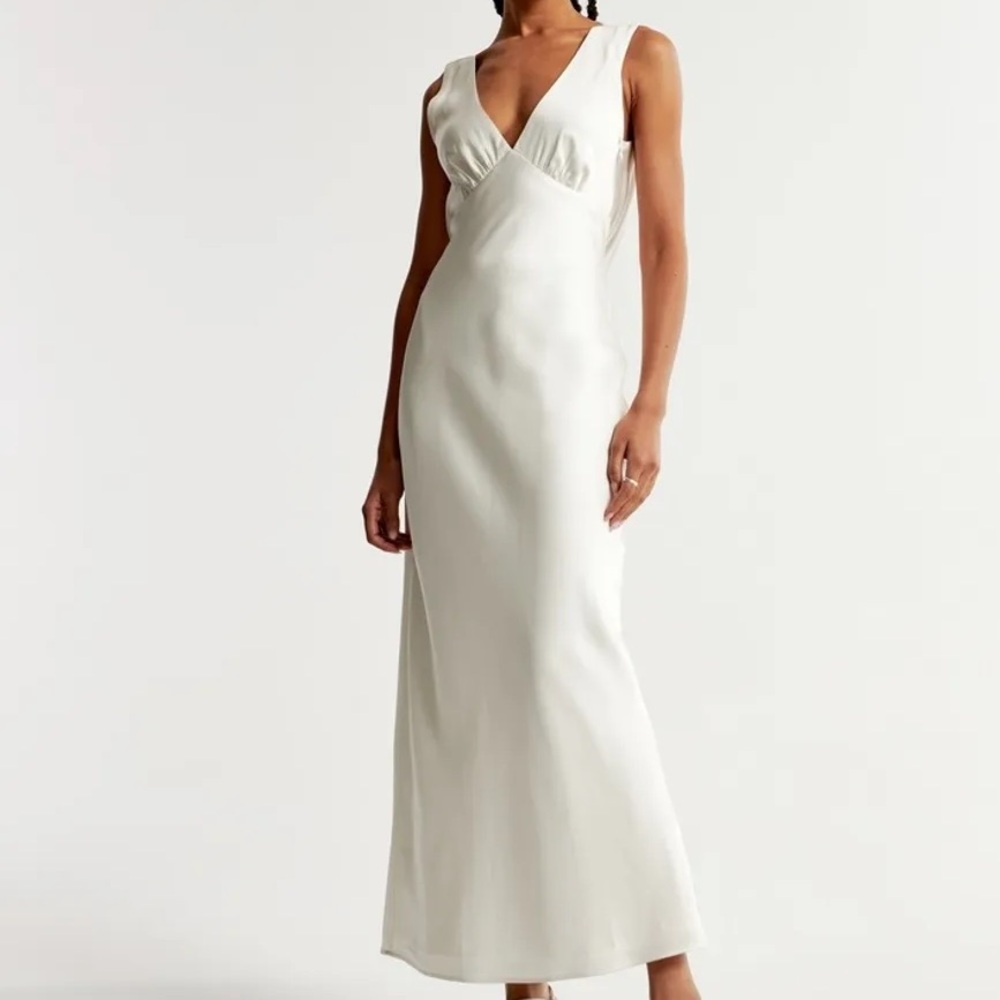 Abercrombie white satin maxi dress